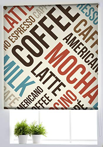 Estoralis Cocina| Estor Enrollable Diseño Moderno|Sin Taladrar Translúcido Estampado | Modelo C-1179 | 100 x 150 cm (Ancho/Alto) Tamaño Tela 97 x 150 cm | Estores para Ventanas y Puertas