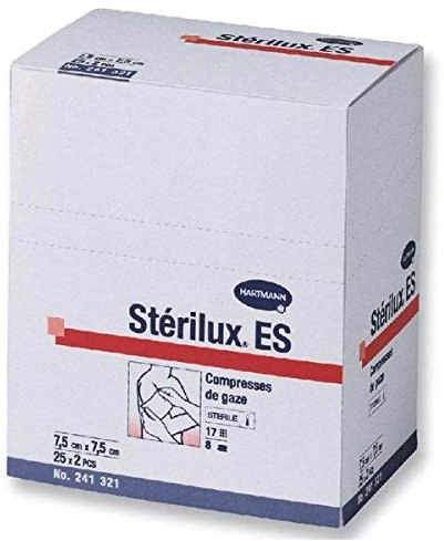 HARTMANN Sterilux Es Sterile Pack de 25 Compresses 7,5 x 7,5 cm