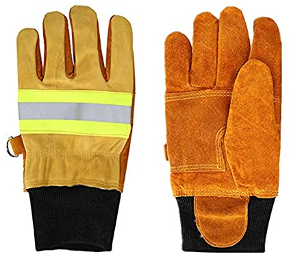 Feuerfeste Handschuhe, Paar Feuerwehrhandschuhe aus EN420-Rindsleder, Hochtemperaturbeständige Handschuhe