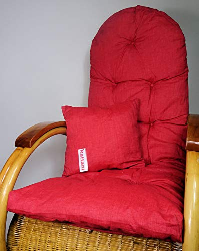 Rattani Auflage/Polster für Schaukelstuhl, Liegestuhl, Ersatzpolster Gr. 130 x 50 x 12 cm + Zierkissen Stoff Nuevo Loneta - Made in EU