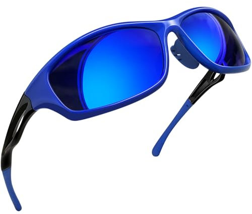 Joopin Sportliche Sonnenbrille für Herren und Damen Polarisierte Sportsonnenbrille Blau Verspiegelt Fahrerbrille Laufbrille Sonnenbrille zum Autofahren UV400 (Blau)