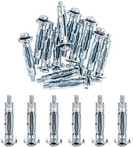 ISPINNER 20pcs M4x32mm Zinc Plated Steel Molly Bolt Hollow Drive Wall Anchor Screws for Drywall, Plaster and Tile