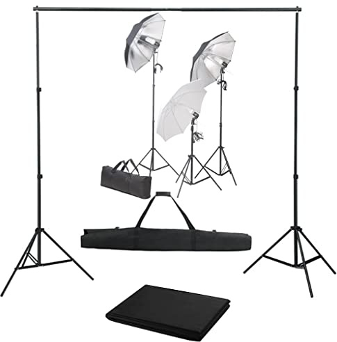 vidaXL Kit de Estudio Fotográfico, Kit con Set de Luces y Fondo, Lámparas para Fotografía, Kit de Iluminación Soportes y Telón de Fondo
