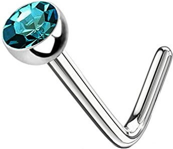 WARRIOR Piercing Nez Stud en Forme de L stérile Bijoux de Piercing Anneau de Nez en Acier Chirurgical 316L 20G(0.8mm) avec Boule 2.5mm de Long 6.5mm