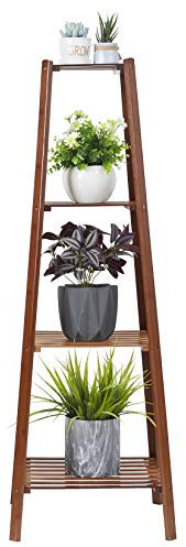 Medla Estantería para Plantas de Bambú, Escalera Decorativa para Flores con 4 Niveles, Estante para Plantas para Interior Exterior Salón Jardín Patio Balcón 36 x 36 x 116.5 cm