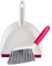 Kleeneze Anti-Bac Pelle et Balayette à Main Antibactérienne, Set Mini-Pelle et Balai avec Poignées Ergonomiques, Ensemble Balayette pour Poussière/Poils d'Animaux, Rose/Gris