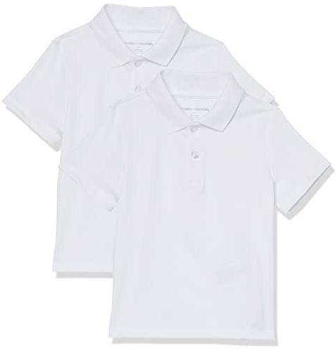 Amazon Essentials Boys' Short-Sleeve Active Performance Polo Shirts for School Uniform, Pack of 2, White, XX-Large