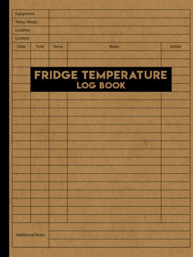 Fridge Temperature Log Book: Freezer Temperature Monitoring Journal For Kitchens, Restaurants, Catering and Personal Use.