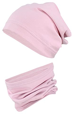 TupTam Kinder Beanie Mütze Schlauchschal Set Übergangszeit, Farbe: Altrosa, Größe: 54-56