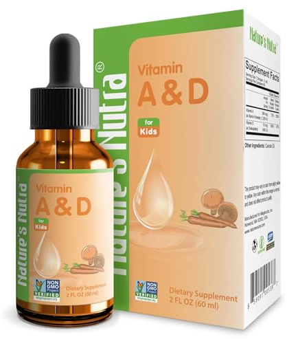 Nature's Nutra Vitamin A&D, Premium Liquid Vitamin A, Vitamin D for Baby, Infant, Kids and Children, Non-GMO, Kosher, 2 Fl Oz (60ml)