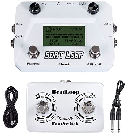 Amuzik Looper Electric Guitar Effect Pedal of Beat Loop Pedals Drum Looper Machine 40 Drums Rhythm 50min Looper Recording Time One-Man Band with USB Cable