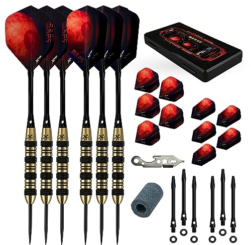 XQ Max Mars, Steel Tip Darts, Dart Set, Ring Grip, SchwarzeDart Flights, Dart Shafts & Dart Tasche