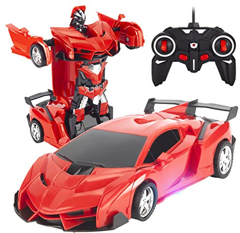 RAVSOOL Remote Control Car Transform Rc Robot Rechargeable 360°Rotating Stunt 1:18 Deformation Racing Car Toy with Cool Sound Light One Button Deformation