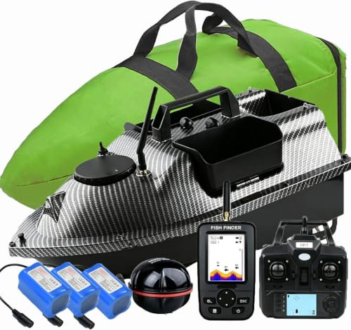 YLLLLY Genuine 12000mah 500M GPS Fishing Bait Boat 3 catapult bays, bait boats for carp fishing with gps, 16 memory points,With LCD Sensor Fishfinder,Handbag, one key return.(Bait Boat with sonar A)