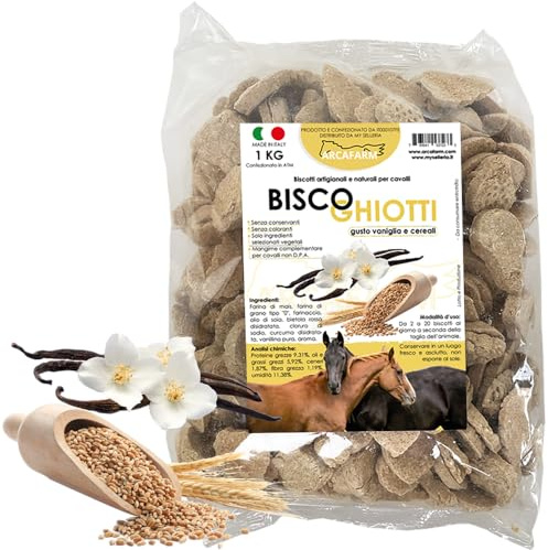 BISCOGHIOTTI BISCOTTI ARTIGIANALI ALLA VANIGLIA E CEREALI PER CAVALLI 1 KG Made in Italy