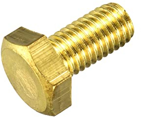 sourcing map Boulons hexagonaux en laiton, M10 x 20 mm, 1 pièce entièrement filetée de qualité 4,8 en laiton massif pour machines