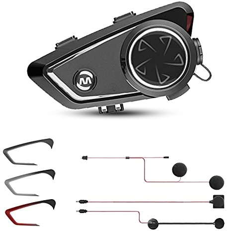 Moto Bluetooth Auricolare Interfono 700m 2 Riders Wireless Intercom con Cancellazione del Rumore Audio Multitasking IP67 Impermeabile (tuta per casco pieno e mezzo)