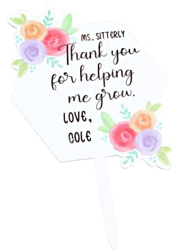 Custom Teacher Plant Stake Gift – Garden Keepsake Sign from Student – Thank You for Helping Me Grow – Indoor Outdoor Decor – Succulent Marker for Pots or Planters