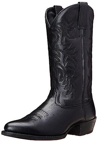 ANUFER Uomo Elegante Ricamato Stivali da Cowboy Occidentale Tacco a Punta Antiscivolo Stivali a Metà Polpaccio SN071164