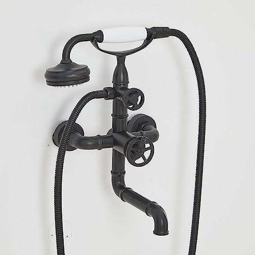 Milano Zandra Wall Mounted Bath Shower Mixer Tap Swivel Spout Hand Shower - Black