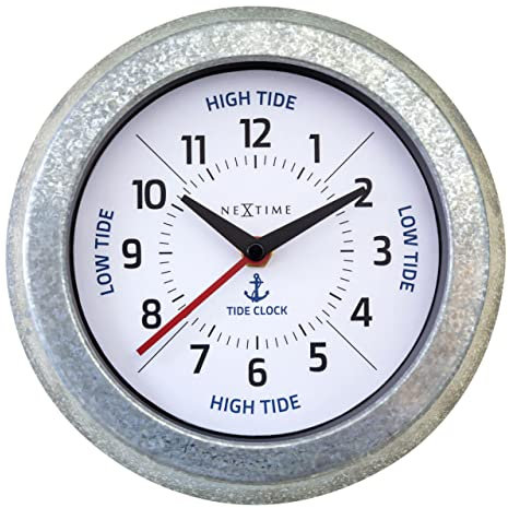NeXtime Wanduhr Tide Metall Silber Ø 22 cm mit Gezeitenanzeige Innenbereich