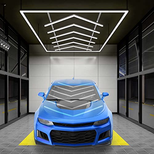 Neatfi 6-Pfeile LED-Deckenleuchte für die Garage – 42.240 Lumen, 6500 K Tageslicht, 48 W sechseckige Werkstattleuchte für Garage, Autoaufbereitung, Fitnessstudio und Studio (6 Pfeile, Kaltweiß)