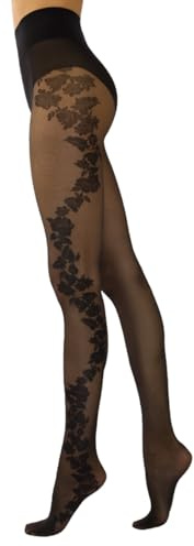 Sarah Borghi Collant Donna Velato 30 Den in Lycra, Fantasia Baguette Pizzo Laterale con Cinturino Ultra Comfort