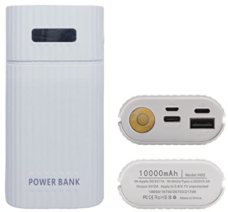 1 x 18650 21700 batteria fai da te USB Power Bank con tipo C Micro + 8 pin di ingresso per smartphone, tablet, PC, kit di alimentazione fai da te