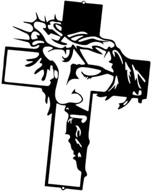 LOVIVER Statua del crocifisso Croce di ferro da parete Gesù splendido con intricati motivi intagliati Figurina scolpita, croce da parete per la casa,