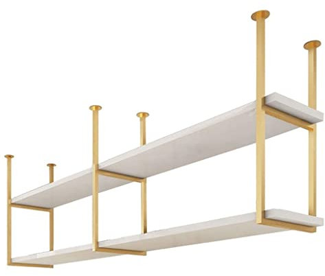 Ceiling Plant Stand - Hanging Floating Shelves, Metal Wall Mount Wine Rack, American Style Multifunctional Indoor Storage Rack, Solid Wood Upside-Down Display Rack/Pot Rack