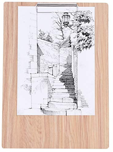 Zeichenbrett 8K Holz mit Metallclip, für Skizzen, Büro, Schule | Leichte Mappe mit Metallclip, für Aquarell und Kreide, rutschfeste Oberfläche, für Atelier und Freiluft, wiederverwendba