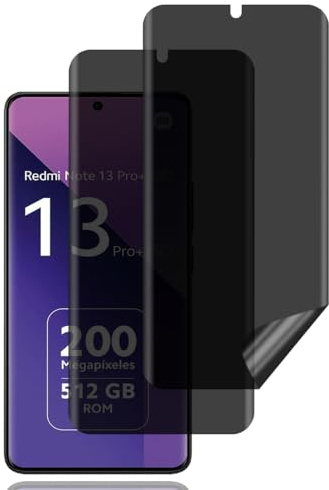 Sichtschutz Schutzfolie für Xiaomi Redmi Note 13 Pro Plus/Note 13 Pro+ 5G | [2 Stück] Privacy Schutzfolie,Sichtschutzfolie,Kratzfest,Anti-Fingerprint,Blasenfrei,Anti-Spy Flexibler TPU Displayschutzfoli