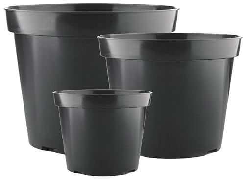 GardenersDream 25 x 10L runde Schwarze Pflanzentöpfe für den Anbau von Gartenpflanzen und Kräutern im Freien.