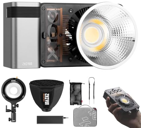 Zhiyun Molus X100 Pro V2 Upgraded Version 100W COB LED Video Light Bi-Color Video Light with with Bluetooth App Control Continuous Lighting,Cri 95+ Tlci 97+, 2700K-6500K