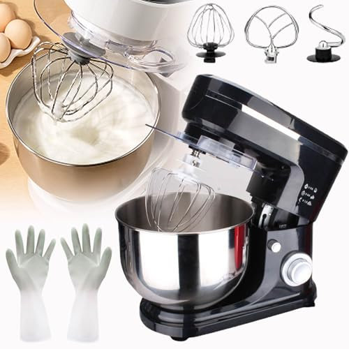 Batteur Sur Socle, Mélangeurs Électriques De Cuisine Avec Gants Et 3 Têtes De Mélange, 7 Vitesses Réglables, 1500 W, Adapté Au Pain, Aux Biscuits Et Aux Pâtisseries,White