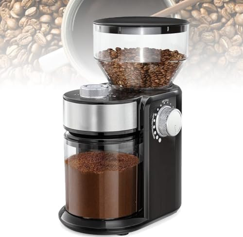 Molinillo de café eléctrico, Molinillo de café con Rebabas automático Ajustable, Molinillo de café con 18 ajustes de molienda precisos, sincronización Ajustable, para cafetería, hogar, Oficina