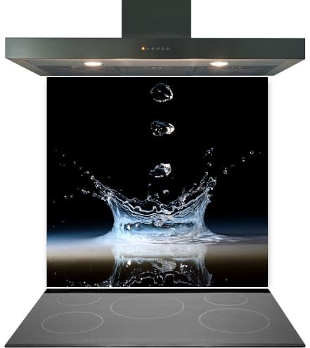 Glass Kitchen Splashback Panel – Design 2023, 60x80cm, 6mm Toughened Heat Resistant Tempered Glass Hob Backsplash with Polished Edges, Easy Clean Cooker Wall Protector for Modern Kitchen Cooker & Hob