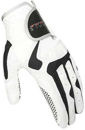 VONCYKI Golfhandschuhe für Herren, professionell, atmungsaktiv, blau-weiß, weicher Stoff, links und rechts, rutschfest, für Golfer, Geschenk für Linkshänder, Weiß, Größe M 23