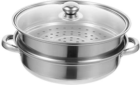 Ciieeo Vaporera de Acero Inoxidable Vaporera de Alimentos de Doble Capa para Cocina Doméstica para Tamales