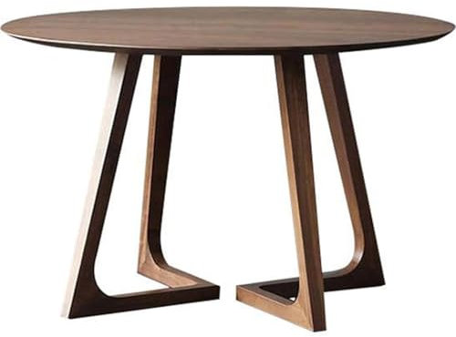 Leomix Table à Manger Ronde en Noyer, Table de Cuisine Ronde en Bois avec Pieds en Bois Massif, Table de Salle à Manger, Table Basse de Loisirs pour Cuisine de Salle à Manger,120 * 120 * 75cm