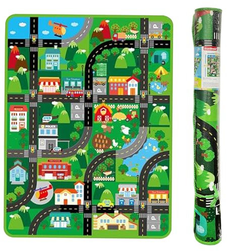 Daniel James Kids Car Play Mat - Children’s Interactive City Town Road Car Playmat for Boys & Girls – Indoor & Outdoor Non-Toxic EVA Foam Rug for Toy Cars, Trucks & Vehicles - 120cm x 90cm