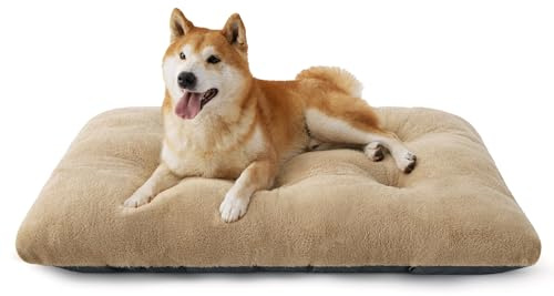 BEDSURE Groß Hundebett Waschbar, Hundematratze, 89x58x8cm, Kamel | Gemütliches Warmes Kissen für Große Haustiere, Sanfte Beruhigende Matratze, Rutschfester Untergrund, Vollständig Waschbar