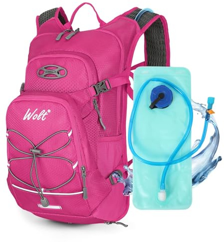 Hydration Backpack 18L Hiking Water Backpack with 2L Water Bladder for Men Women, Hydration Pack for Cycling Running Biking, Pink