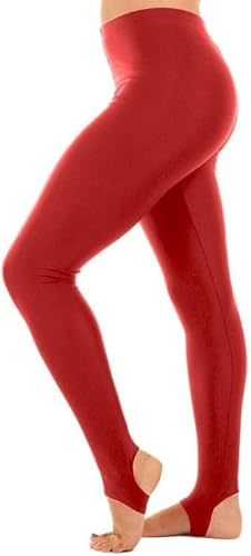 ANZEE - Leggings brillantes con estribo para niñas, versátiles, elásticos, cómodos para niños, baile, ballet, gimnasia, deportes y uso diario, Rojo Paquete de 1, 5-6 Años