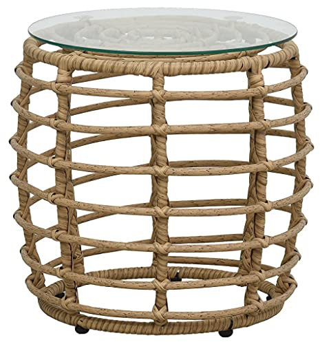 Eleganz 3-TLG. Bistro-Set aus PE-Rattan & pulverbeschichtetem Stahl mit Glasplatte - Perfekt für Garten, Terrasse & Balkon - Langlebig & Wetterfest