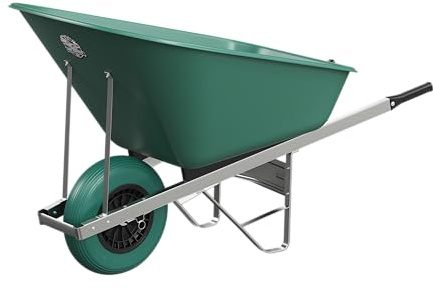 Agri Barrow Wheel Barrow 160 Litre Plastic Wheelbarrow with Puncture Proof Tires, Green - Ideal for Equestrians, Gardeners, Yard & Garden Maintainers, Farmers, Stable Workers, Allotment Owners