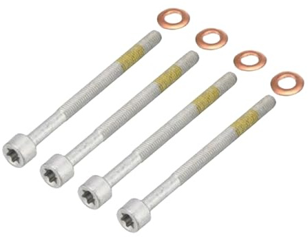 MKAREPAR - Juego de 4 pernos de válvula de tornillo de cilindro de inyector de motor y arandelas de cobre compatibles con Vito Sprinter Clase A, Sprinter A C S Class Smart A6119900122 A6110170060