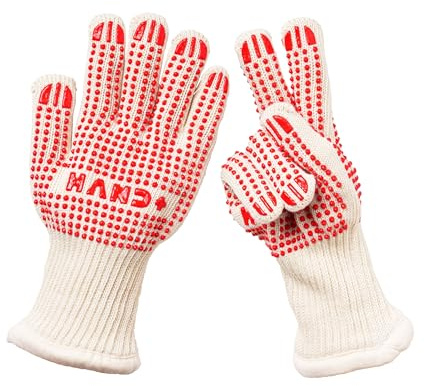 Hand+ Heat Resistant Oven Gloves (Size L/XL) 932°F / 500°C for BBQ Baking Cooking Smoker Fireplace Camping with Silicone Grip Thermo Dot Level 4 EN407 Certified