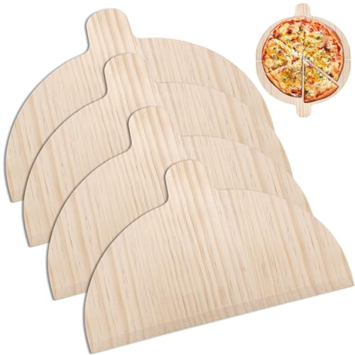 Pizzaschieber Holz 4 Stück, Pizzaschaufel, Pizza Schieber Pizzabrett, Flammkuchenbrett, Pizza Peel, Pizzaheber Brotbackschieber Holz ür Hausgemachte Pizzaz und Brot, 28 x 17 cm
