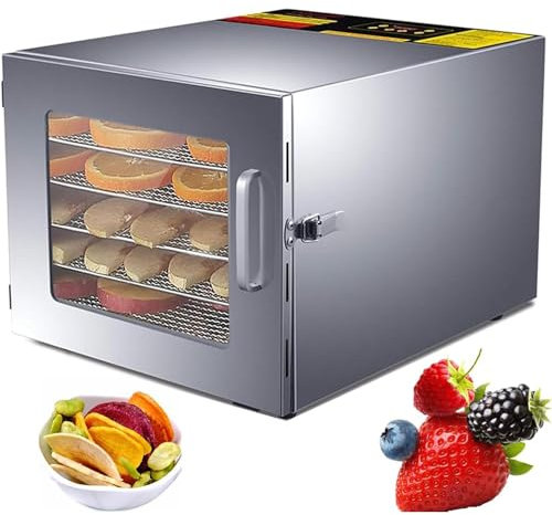 KHYTEBV Déshydrateur Alimentaire 6 Plateaux, 700 W, avec minuterie numérique, Thermostat réglable de 35 à 90 °C, séchage à air Chaud Efficace, pour la Maison